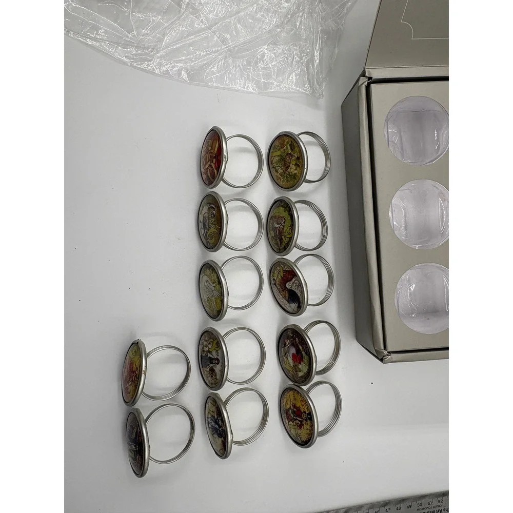 Pottery Barn 12 Days of Christmas Napkin Rings Set of 12 Multi Vintage Holiday